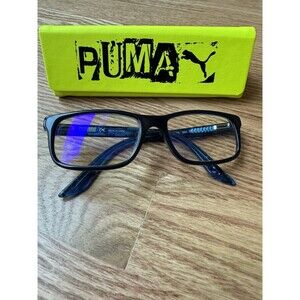 PUMA Youth Eyeglasses Frames (Blue) & Hard Triangle Neon Glasses Case Magnetic